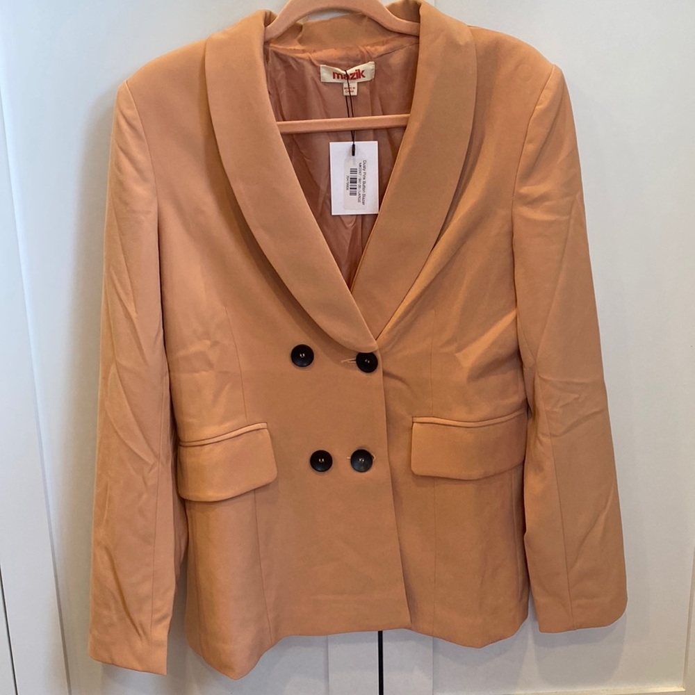 Women’s dress jacket or blazer. Peach color with brown buttons